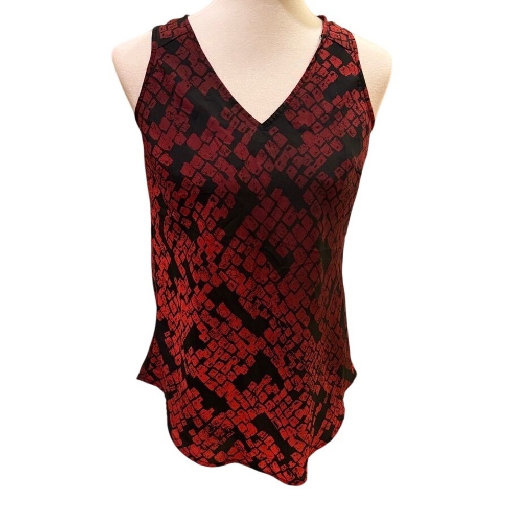 Mossimo Supply Co. Black V-Neck Tank with Red Geometric Print